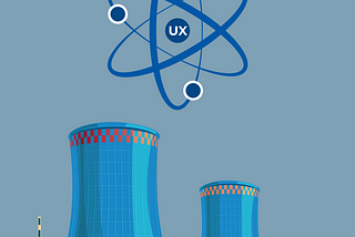 Nuclear plant with an image of an atom that says UX