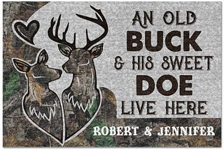 SALE OFF Personalized custom name an old buck and his sweet doe live here doormat