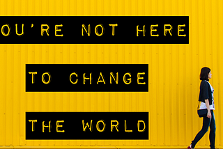 You’re Not Here To Change the World