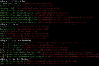 Automated detection of Risky Permissions in Kubernetes Clusters