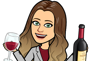 Bitmoji with a glass and bottle of red wine