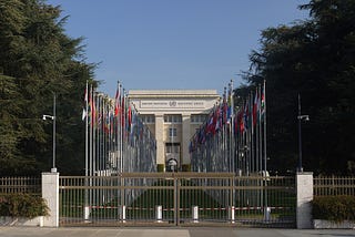 The Alley of the Flags of all member countries, UNO Geneva