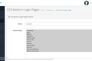 Restrict Login Pages | Opencart | CodeEshop
