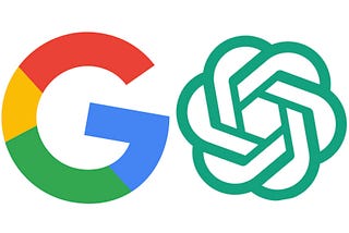 IMAGE: The Google and OpenAI logos inclined 10º towards each other as if they were confronting