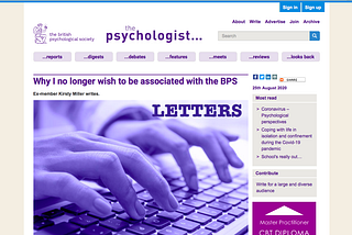 The now ‘cancelled’ letter to the British Psychological Society