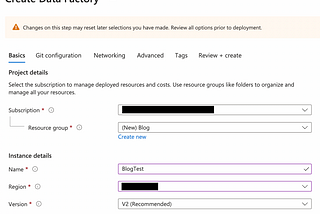 Create Data Factory Resource