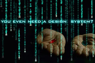 Picture from Matrix with two hands, one holding a red pill the other one a blue pill, symbolizing a fundamental decision.