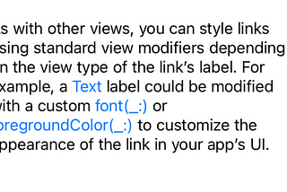 Text that reads “As with other view, you can style links using standard view modifiers depending on the view type of the link