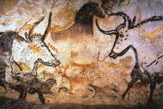 Painting of bulls in the Lascaux caves