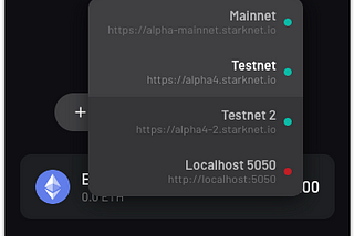 Argent X Chrome Extension Network Switch UI