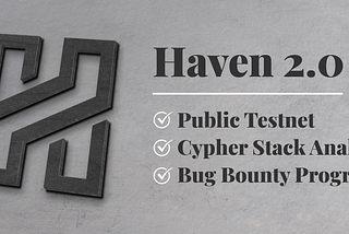 Haven 2.0: Public Testnet, Cypher Stack Analysis, Bug Bounty Program