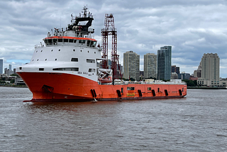 Picture of a supply ship in the Delaware River