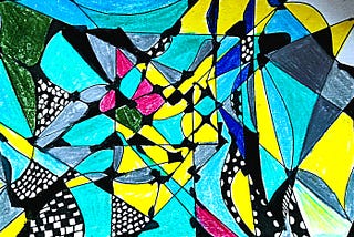 Abstract Artwork by Author (blend of acrylic sketch strokes and plastic crayons) — ©A.H. Mehr