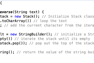 Java Stacks: Reversing a String