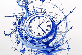 AI generated image of a fantasy clock, resembling Salvador Dali’s style, as a ballpoint drawing.