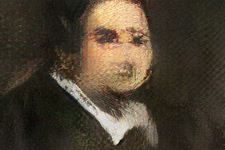 Portrait of Edmond Belamy (detail) created by&nbsp;GAN (Generative Adversarial Network), which will be offered at Christie&rs