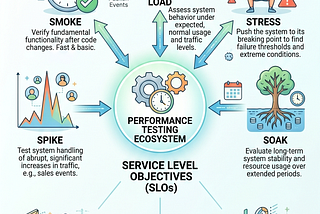 SLOs and Production Performance Testing (Smoke, Load, Stress, Spike, Soak)