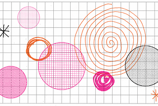 Abstract circle doodles on graph paper
