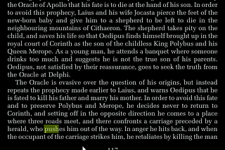 Oedipus’ story is a warning of revenge and not meditating on one’s desires