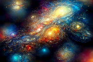 universe and galaxies filled with light and energy