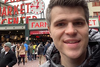 Jamund outside of pike place market in Seattle in November 2019
