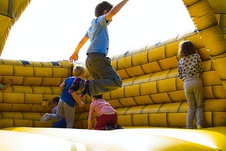 Naked and Afraid in a Bouncy Castle