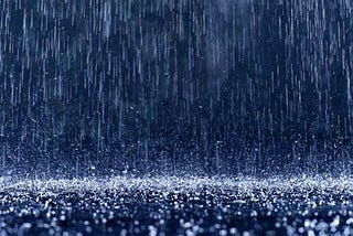 Rain drops falling on earth.