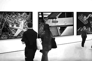 Patrons at an art gallery