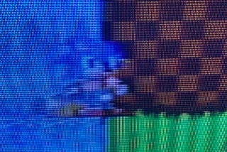 Screenshot closeup of Sonic 2 running on tube TV