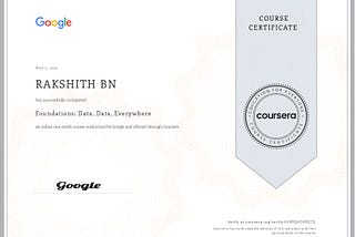 The Google Data Analytics course Foundations - Data, Data, Data Everywhere