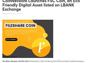 FILESHARE COIN : FSC Press Release > FOX40 — March 14, 2023