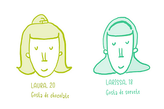 Duas personagens desenhadas, com idades parecidas e gostos muito parecidos.
