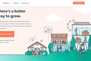 Homepage of the company HubSpot