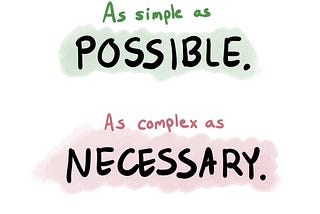 A handwritten note reading, “as simple as possible, as complex as necessary.”