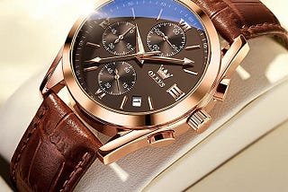 Leather strap watch for men