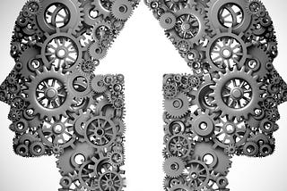Gears making a face with arrow going through