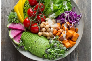 Plate of fruits and vegetables