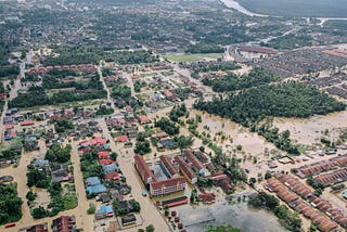 A flooded town