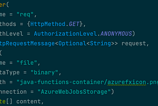 Azure Function: A HttpTriger with a BlobInput in Java