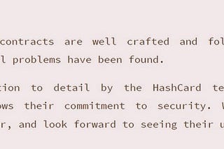 HashCard SmartContract audit is done!