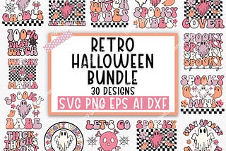 Retro Halloween Bundle SVG, Halloween Vector, Witch svg, Ghost svg, Halloween shirt svg, Pumpkin svg, Sarcastic svg, Cricut, Silhouette png