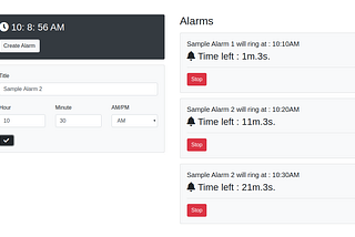 Alarm clock using AlpineJs