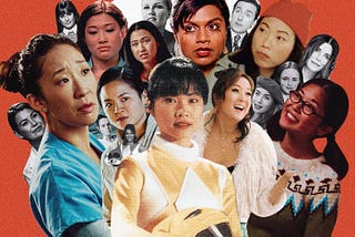 Collage of Asian supporting characters from pop culture next to the white main characters.