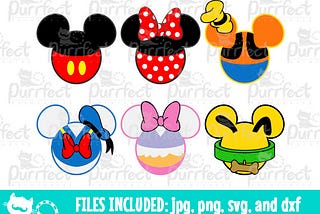 Mouse Friends Heads Bundle SVG, Digital Cut Files in svg, dxf, png and jpg, Printable Clipart