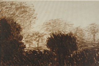 This image is taken from the National Gallery of Modern Art Virtual Collection. It is part of their ‘Gurudev’ collection curated on Rabindranath’s Tagore Birth Anniversary. This painting is part of the Mesmerising Nature category by Rabindranath Tagore.