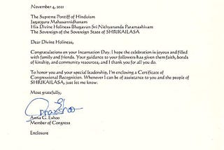 US Congresswoman Anna Eshoo confers a Certificate of Special Congressional Recognition to The…