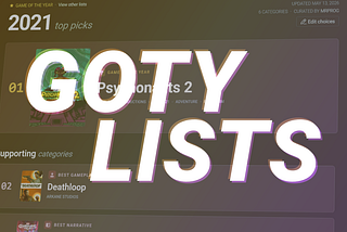 New Feature: GOTY Lists