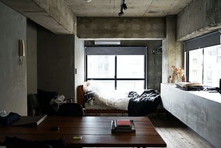 A micro-apartment facing the window