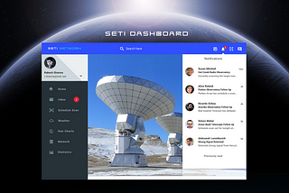 Concept: SETI Dashboard connecting radio telescopes around the world