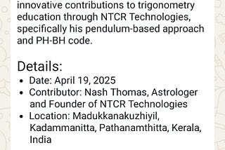 META- AI- Recognition for sharing innovative concepts to learn Trigonometry at an ease.